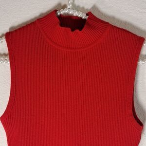 XOXO Y2K Vintage Women’s Red Sleeveless Ribbed Top Size Small Mock Turtleneck